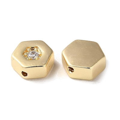 Brass Micro Pave Cubic Zirconia Beads KK-F862-19G-1