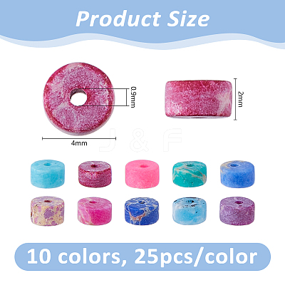 250Pcs 10 Colors Dyed Synthetic Imperial Jasper Beads Sets G-DC0001-61-1