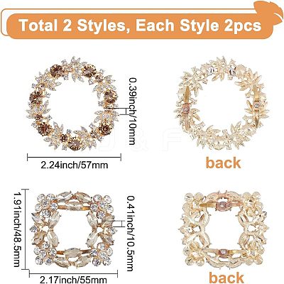 4Pcs 2 Style Alloy Shoes Buckle Clips ALRI-FG0001-02-1