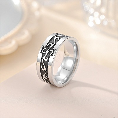 Retro 201 Stainless Steel Enamel Finger Rings for Men FS-WG366A7-05-1