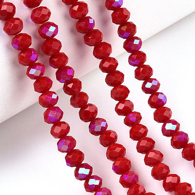Electroplate Opaque Solid Color Glass Beads Strands EGLA-A034-P6mm-L21-1