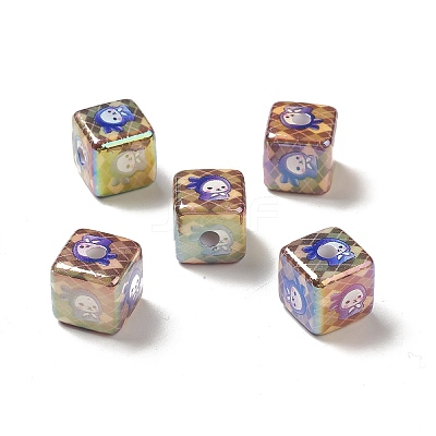 UV Plating Opaque Rainbow Iridescent Acrylic Beads PACR-D069-02A-1