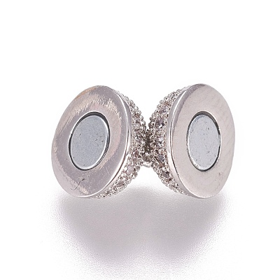 Brass Micro Pave Cubic Zirconia Magnetic Clasps with Loops ZIRC-G097-01P-1