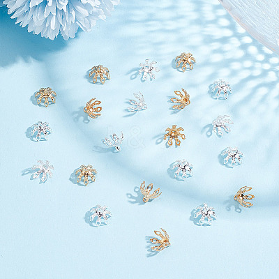 200Pcs 2 Colors Brass Bead Caps FIND-GO0003-29-1