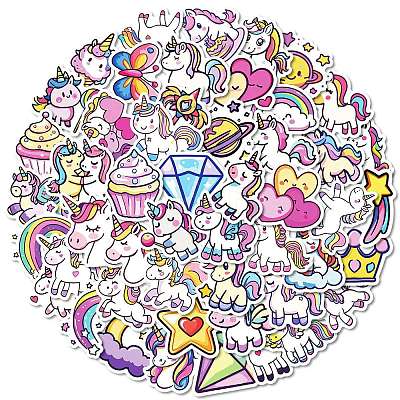 50Pcs Cartoon Unicorn Paper Sticker STIC-C012-03-1