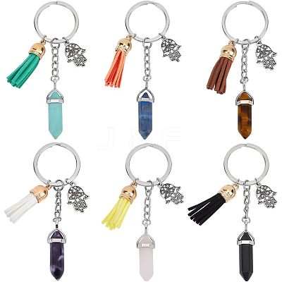 Synthetic & Natural Gemstone Bullet Keychain KEYC-NB0001-43-1