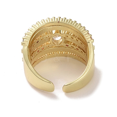 Brass Micro Pave Cubic Zirconia Open Cuff Ring RJEW-K256-57G-1