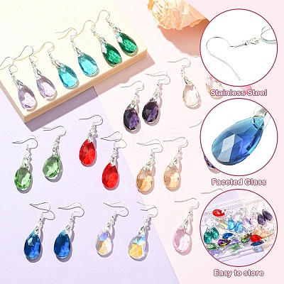 304 Stainless Steel Teardrop Dangle Earrings EJEW-YW00007-1