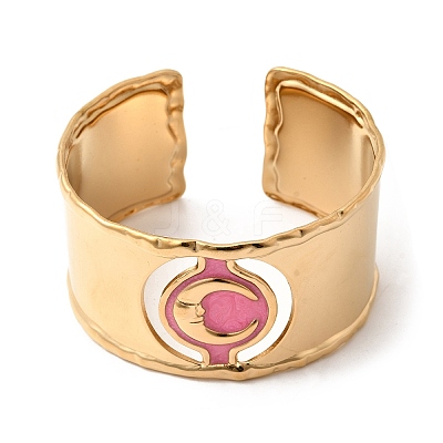 304 Stainless Steel Enamel Cuff Bangles for Women BJEW-B166-02G-1