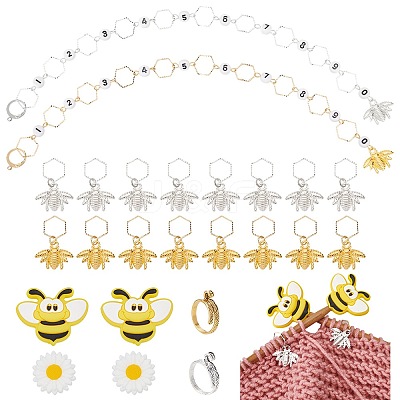 28Pcs Bees & Daisy DIY Knitting Tool Kits HJEW-AB00670-1