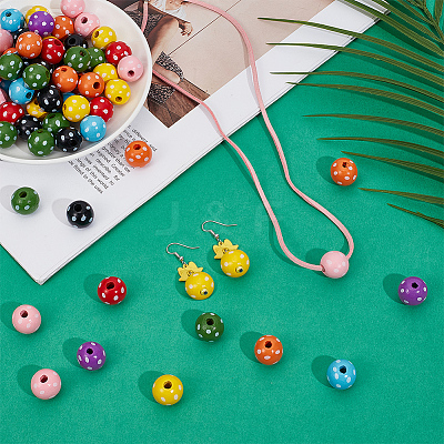 120Pcs 8 Colors Dyed Natural Wooden Beads WOOD-PA0001-46-1