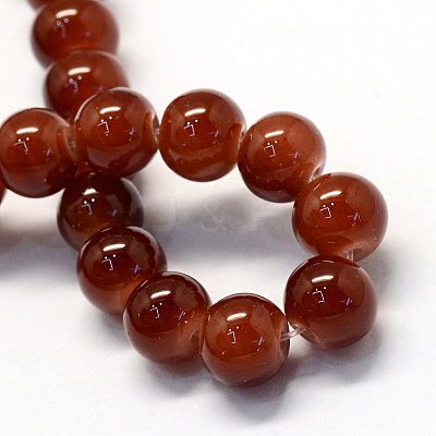 Baking Paint Imitation Jade Glass Round Bead Strands X1-DGLA-Q021-8mm-11-1
