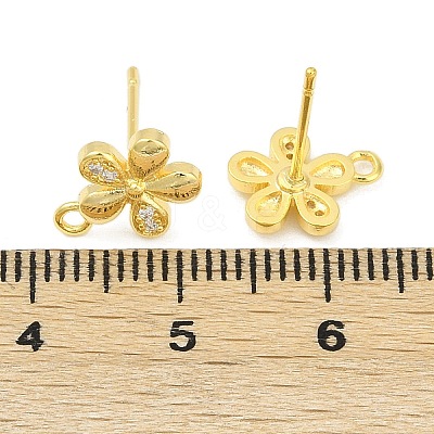 Brass Micro Pave Clear Cubic Zirconia Stud Earring Findings LS-KK-Z099-01G-02-1
