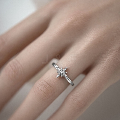 S925 Silver Zircon Star Jewelry Set Earrings Necklace Ring Elegant Fashion Accessories RI1010-8-1