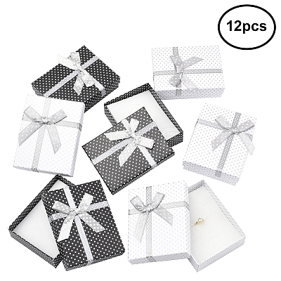 12Pcs 2 Colors Cardboard Paper Jewelry Set Boxes CBOX-FS0001-03-1