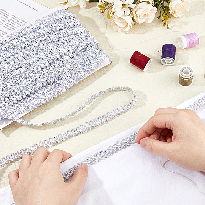 Polyester Centipede Braided Wavy Ribbon OCOR-WH0111-43B-1