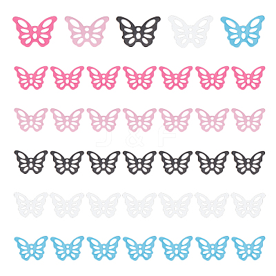 40Pcs 5 Colors Spray Painted 201 Stainless Steel Pendants STAS-UN0047-32-1