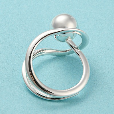 Round Ball Rack Plating Brass Wire Wrap Finger Rings RJEW-Q786-01S-1