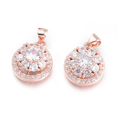 Brass Micro Pave Cubic Zirconia Pendants ZIRC-L094-03-RG-1