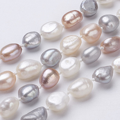 Natural Pearl Beaded Necklaces NJEW-P149-01C-1