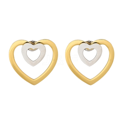 Ion Plating(IP) 304 Stainless Steel Heart Stud Earrings EJEW-C118-03B-1