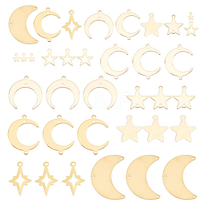 36pcs 9 styles Brass Connector Charms and Pendants Sets KK-AR0003-15-1
