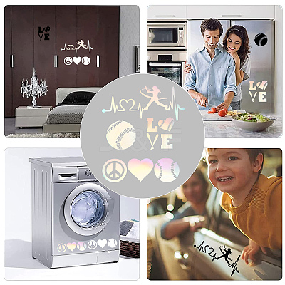 8 Sheets 4 Style Heart & Tennis Pattern Laser Style PET Waterproof Self-Adhesive Stickers STIC-GF0001-02C-1