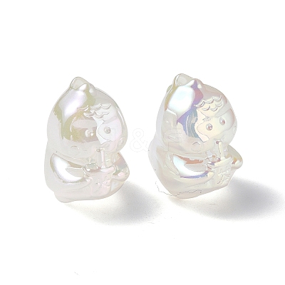 UV Plating Rainbow Iridescent Acrylic Beads PACR-M003-15C-1