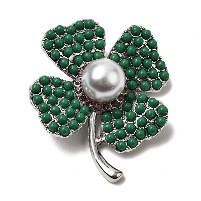 Acrylic Pearl & Rhinestone Brooches JEWB-L026-03P-1