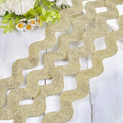 10 Yard Metallic Polyester Wavy Fringe Trim Ribbon SRIB-GF0001-38T-1