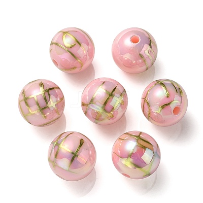 UV Plating Rainbow Iridescent Acrylic Beads PACR-E001-02D-1