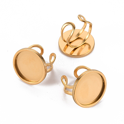 201 Stainless Steel Cuff Ring Findings STAS-S080-040F-G-1