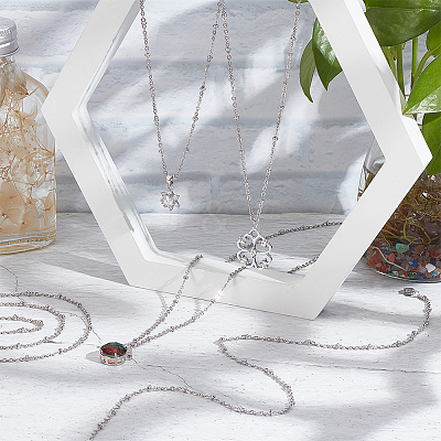 10Pcs 304 Stainless Steel Satellite Chain Necklaces Set for Men Women NJEW-NB0001-13-1