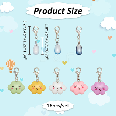 Teardrop & Cloud Locking Stitch Markers HJEW-AB00545-1