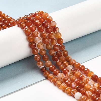 Natural Striped Agate/Banded Agate Beads Strands G-A246-8mm-03-1