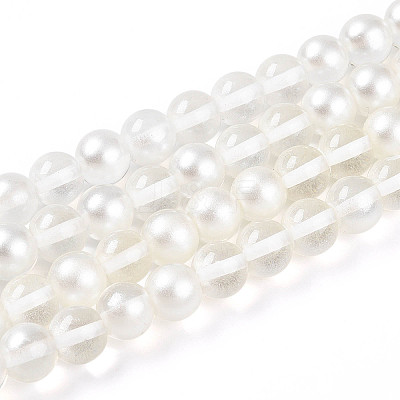 Baking Paint Transparent Glass Beads Strands DGLA-N011-10mm-01-1