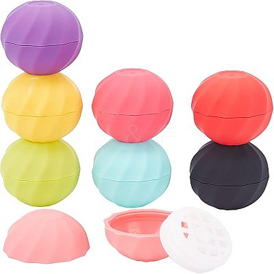 8 Sets 8 Colors Plastic Empty Lip Balm Sphere Containers MRMJ-CA0001-02-1