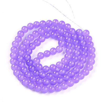Baking Paint Imitation Jade Glass Round Bead Strands X-DGLA-Q021-8mm-44-1