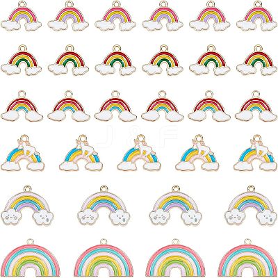 60Pcs 6 Style Alloy Enamel Pendants ENAM-NB0001-53-1