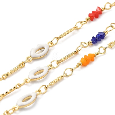 Handmade Brass Enamel Lip Link Chains CHC-M024-26G-02-1