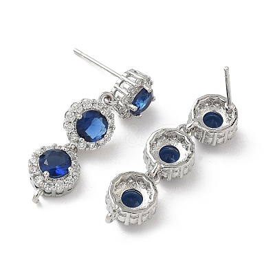 Brass Pave Cubic Zirconia Stud Earring Findings KK-D369-07P-B-1