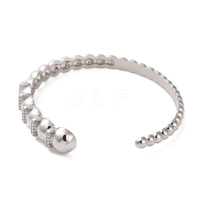 Brass Micro Pave Clear Cubic Zirconia Cuff Bangle BJEW-K239-02P-1