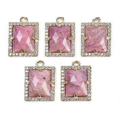 Natural Rhodonite Faceted Rectangle Pendants G-I375-05G-03-1