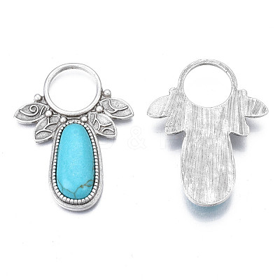 Synthetic Turquoise Cabochon Settings for Enamel PALLOY-N157-029-1