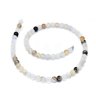 Natural Dendritic Agate Beads Strands G-D0005-18-6mm-1