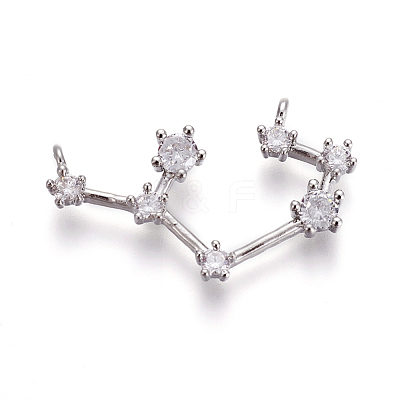 Brass Micro Pave Cubic Zirconia Pendants ZIRC-F099-20P-10-1