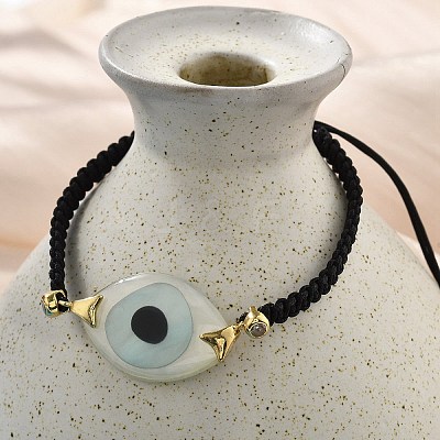 Evil Eye Acrylic Link Bracelets BJEW-U027-01G-1