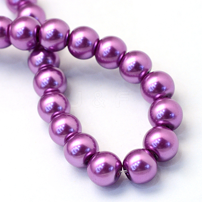 Baking Paint Pearlized Glass Pearl Round Bead Strands HY-Q003-6mm-16-1