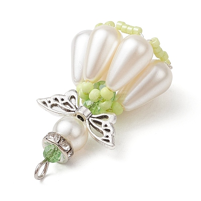 Pearlized Glass Pearl Beads Pendants PALLOY-MZ00487-01-1