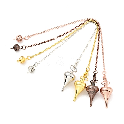 Brass Cable Chain Pointed Dowsing Pendulums HJEW-D004-03-1